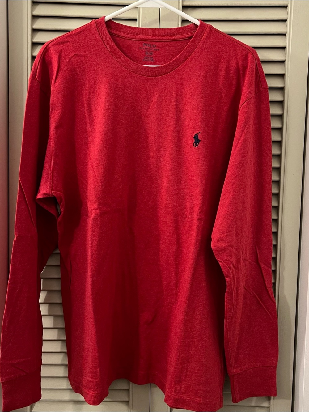 Polo by Ralph Lauren Long-Sleeve Crewneck Tee in Red with Navy Pony